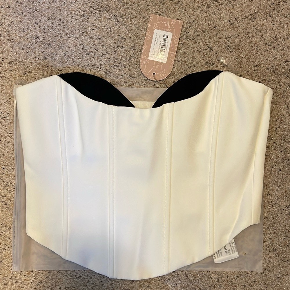 Meshki Black & White Strapless Corset Top